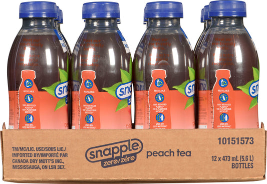 SNAPPLE ICED PEACH TEA ZERO SUGAR, 12 X 473 ML