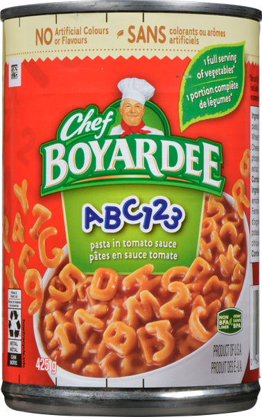 CHEF BOYARDEE 123ABC TOMATO PASTA, 24 X 425 G
