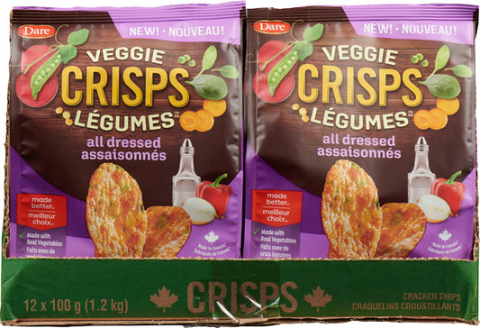 DARE BITE-SIZED VEGETABLES SEASONED CRISPS, 12 X 100 G