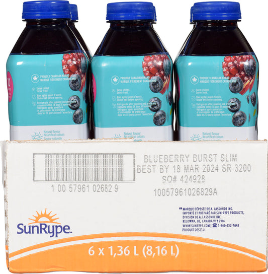 SUNRYPE SLIM BLUEBERRY EXPLOSION DRINK, 6 X 1.36 L