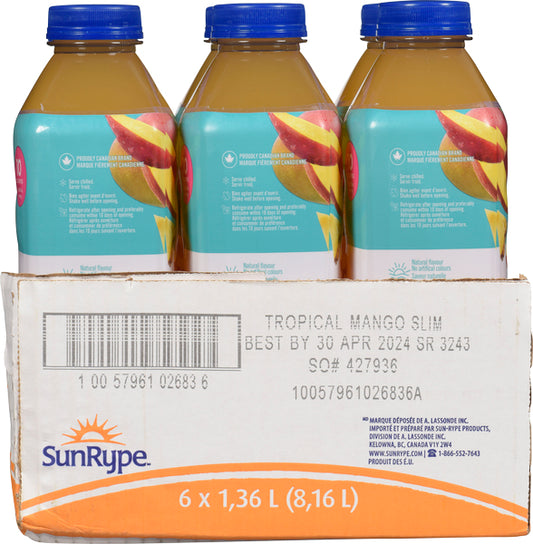 SUNRYPE SLIM TROPICAL MANGO DRINK, 6 X 1.36 L