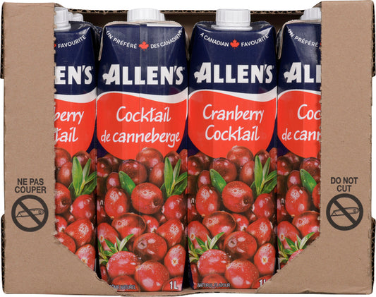 ALLENS CRANBERRY COCKTAIL, 12 X 1 LT