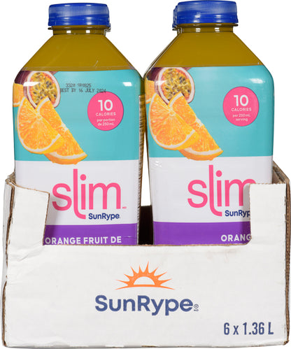 SUNRYPE SLIM ORANGE PASSION JUICE, 6 X 1.36 L