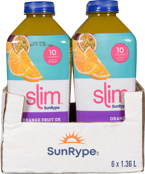SUNRYPE SLIM ORANGE PASSION JUICE, 6 X 1.36 L