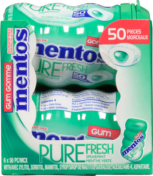 MENTOS GREEN MINT GUM, 6 X 1 UN