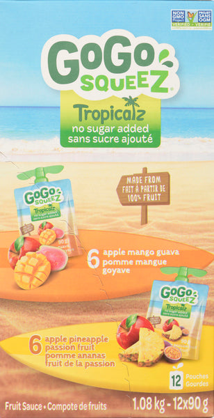 GOGOSQUEEZ MANGO PINEAPPLE COMPOTE, 6 X 1.08 KG
