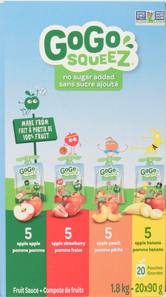 GOGOSQUEEZ APPLE STRAWBERRY PEAR BANANA COMPOTE, 2 X 1.8 KG