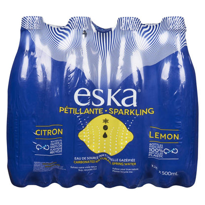 ESKA, CARBONATED BOTTLE LEMON SPRING WATER, 12 X 500 ML