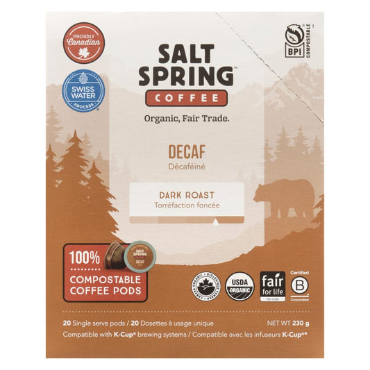 SALT SPRING COF, DECAF DARK, 6 x 230G