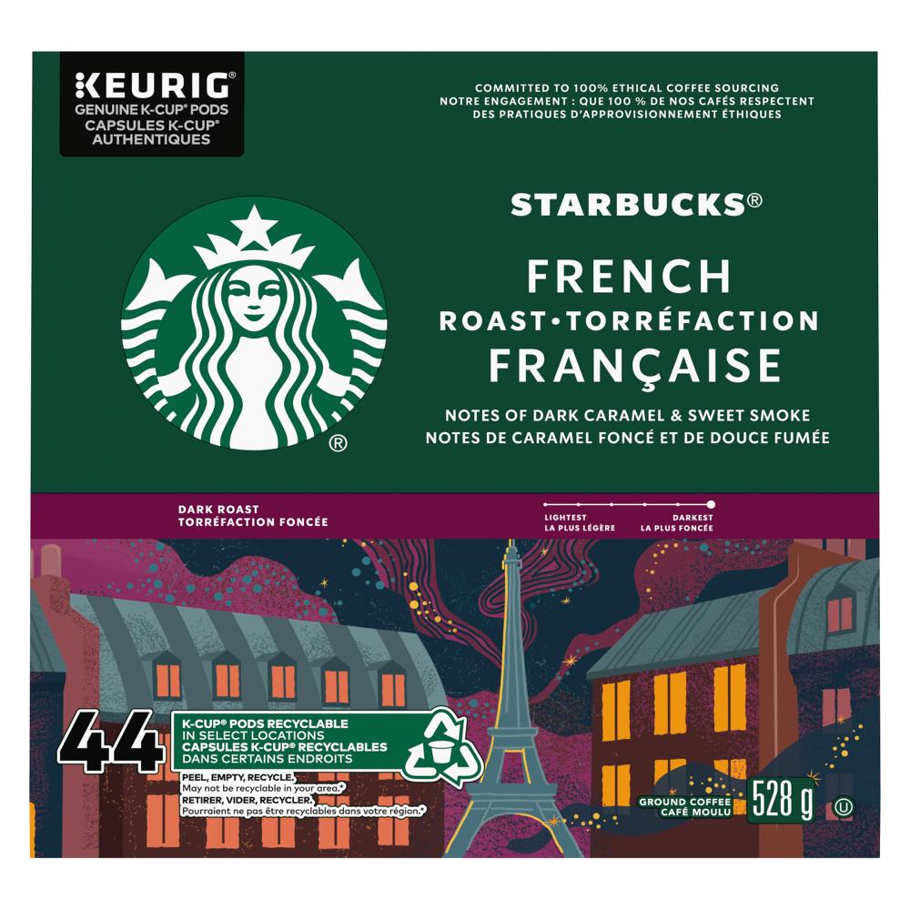 STARBUCKS FRENCH ROAST BLEND COFFEE 44 K-CUPS, 4 X 528 G