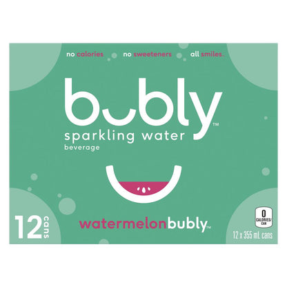BUBLY WATERMELON SPARKLING WATER, 12 x 355 ML