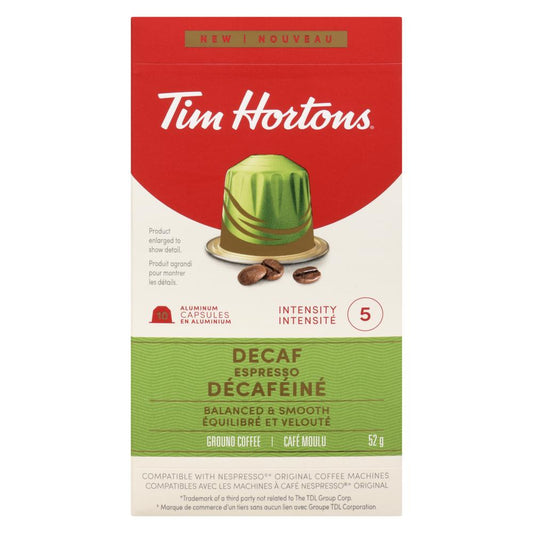 TIM HORTONS NESPRESSO DECAF ESPRESSO, 10 X 10 UN