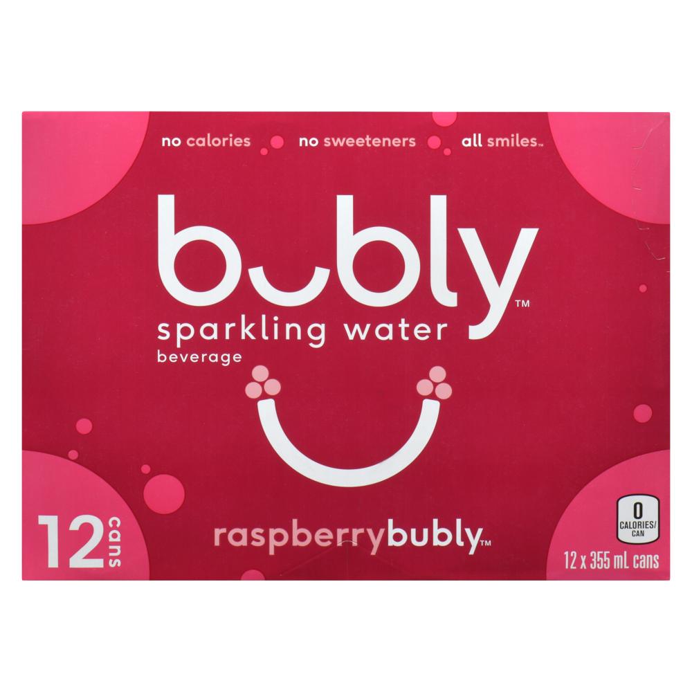 BUBLY RASPBERRY SPARKLING WATER, 12 x 355 ML