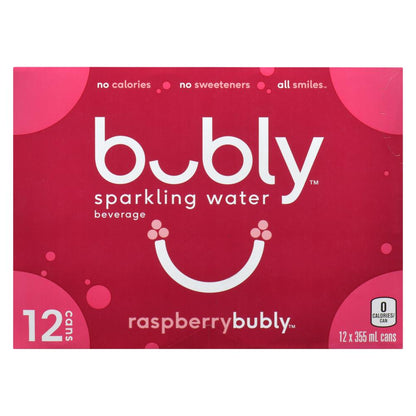 BUBLY RASPBERRY SPARKLING WATER, 12 x 355 ML