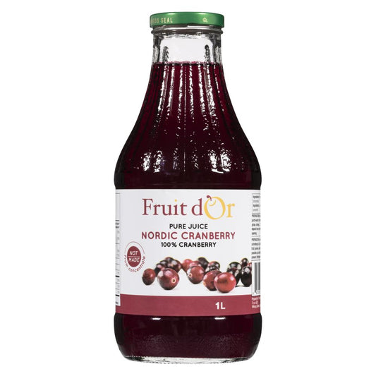 FRUIT D'OR PURE CRANBERRY JUICE, 6 X 1 L