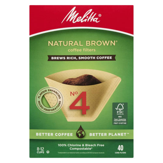 MELITTA CONE FILTERS BROWN NO.4, 12 X 40 UN