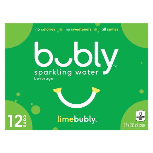 BUBLY LIME SPARKLING WATER, 12 x 355 ML