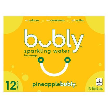 BUBLY PINEAPPLE SPARKLING WATER, 12 x 355 ML