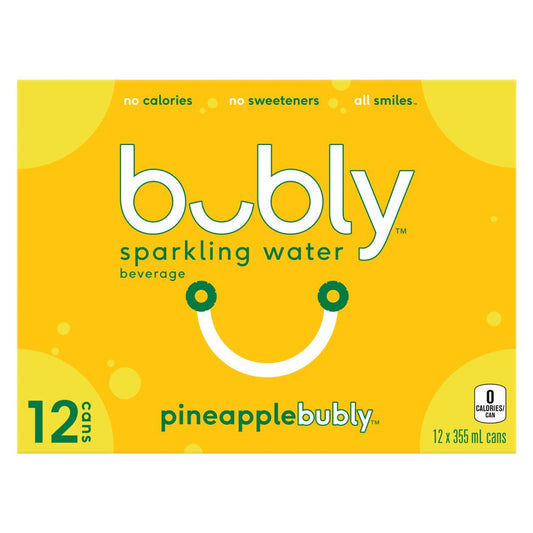 BUBLY PINEAPPLE SPARKLING WATER, 12 x 355 ML