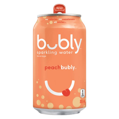 BUBLY PEACH SPARKLING WATER, 12 x 355 ML