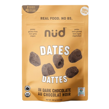 NUD FUD, DARK CHOCOLATE COVERED DATES, 6 x 100G