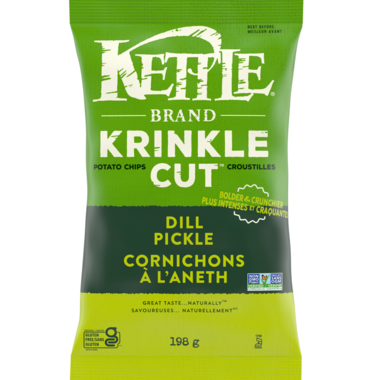 KETTLE FOODS, DILL PICKLE KRINKLE KUT 198G, 12 x 198G