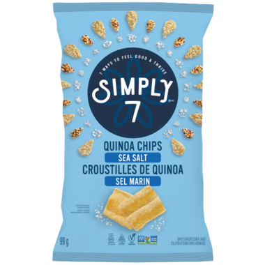 SIMPLY 7 SNACK, QUINOA CHIP - SEA SALT, 12 x 99G
