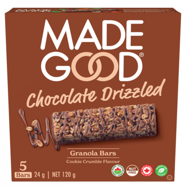 MADE GOOD, CHOC DRIZ COOKIE CRUMBLE BARS OR, 6 x 120G
