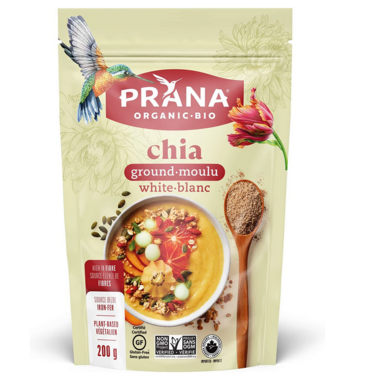 PRANA, ORGANIC GROUND WHITE CHIA SEEDS, 6 x 200G