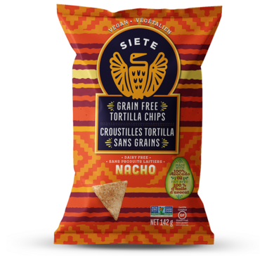 SIETE, GRAIN FREE TORTILLA CHIPS - NACHO, 12 x 142G