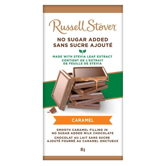 RUSSELL STOVER, NO SUGAR ADDED - CARAMEL-MILK- 85G, 10 x 85G