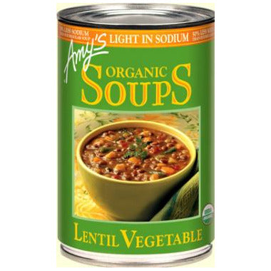 AMY'S KITCHEN, LENTIL VEG SOUP LOW SOD OR, 12 x 398ML