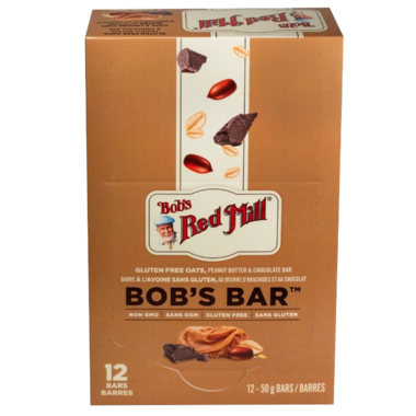 BOB'S REDMILL, PEANUT BUTTER & CHOCOLATE BAR, 12 x 50G