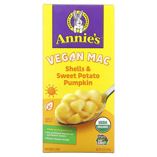 ANNIE'S VEGAN MAC SWEET POTATO & PUMPKIN, 12 X 170 G