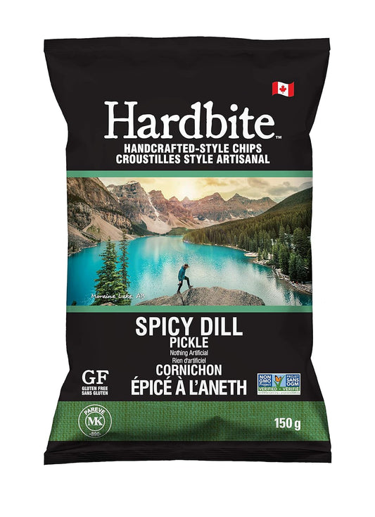 HARDBITECHIPS, SPICY DILL PICKLE POTATO CHIP, 15 x 150G