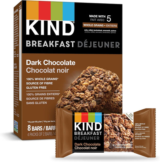 KIND, BREAKFAST DARK CHOCOLATE COCOA, 5 x 4X50G