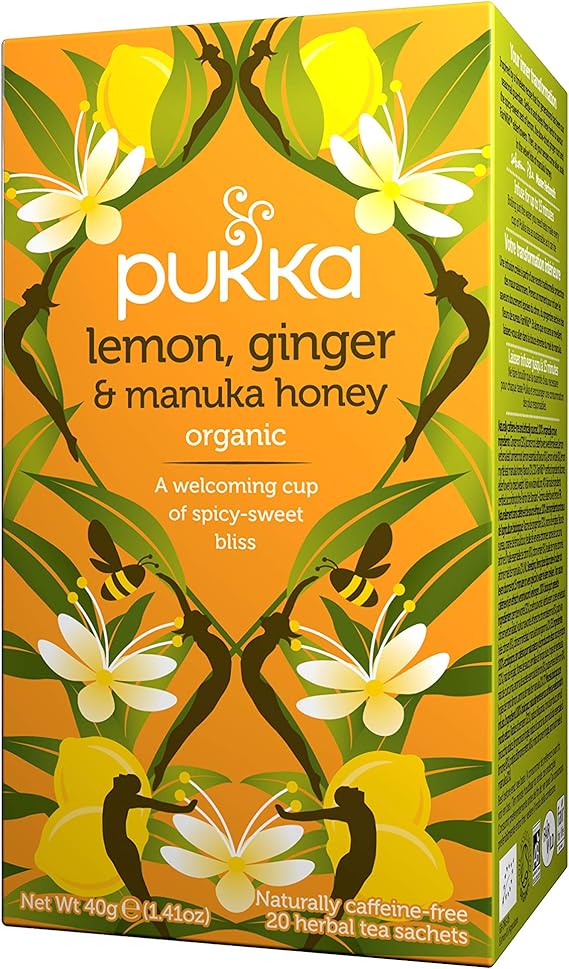PUKKA SPECIALTY, ORGANIC LEMON GINGER MANUKA HONEY, 4 x 20CT