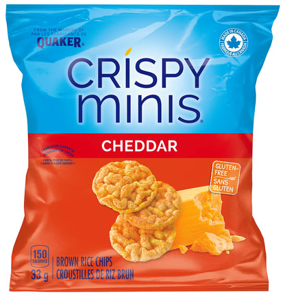 QUAKER CRISPY MINIS, BROWN RICE CHIPS CHEDDAR, 32 X 33G