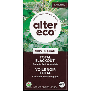 ALTER ECO, 100% CACAO TOTAL BLACKOUT ORG DK CHOC, 12 x 75G