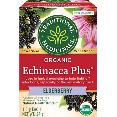 TRADITIONAL MEDICINALS, ECHINACEA PLUS ELDERBERRY, 6 x 16CT