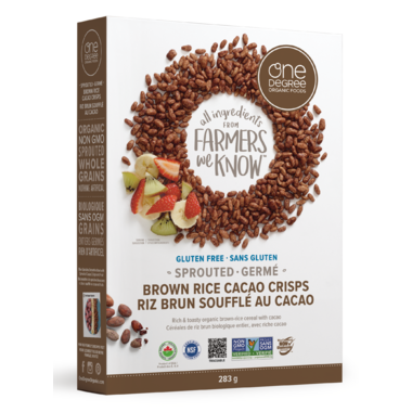 ONE DEGREE, BROWN RICE COCAO CRISPS OR, 6 x 284 G