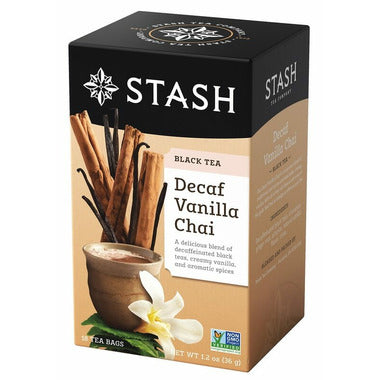 STASH TEA, DECAF VANILLA CHAI, 6 x 18CT
