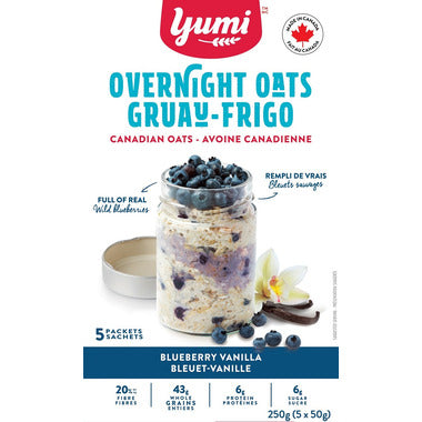 YUMI, OVERNIGHT OAT BLUEBERRY VANILLA, 6 x 250G