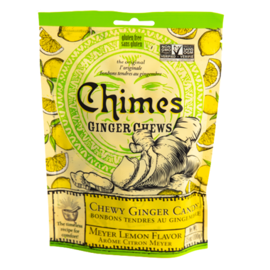CHIMES, GINGER CHEWS CANDY- MEYER LEMON, 12 x 100G