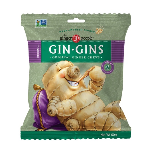 GINGERPEOPLE, GIN GINS ORIGINAL CHEWS CANDY, 12 x 60G