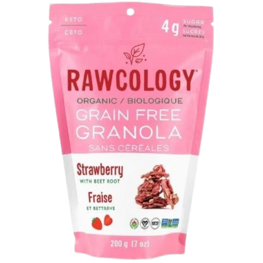 RAWCOLOGY, STRAWBERRY GRAIN FREE GRANOLA, 12 x 200G