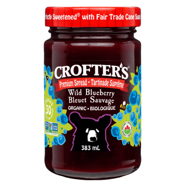 CROFTER'S ORGA, PREMIUM FRUIT SPREAD - WILD BLUEBERRY, 6 x 383ML