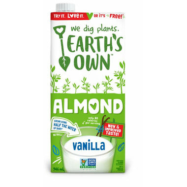 EARTH'S OWN, ALMOND UNSWEETENED VANILLA, 12 x 946ML