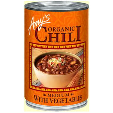 AMY'S KITCHEN, MEDIUM CHILI WITH VEGETABLES, 12 x 398ML