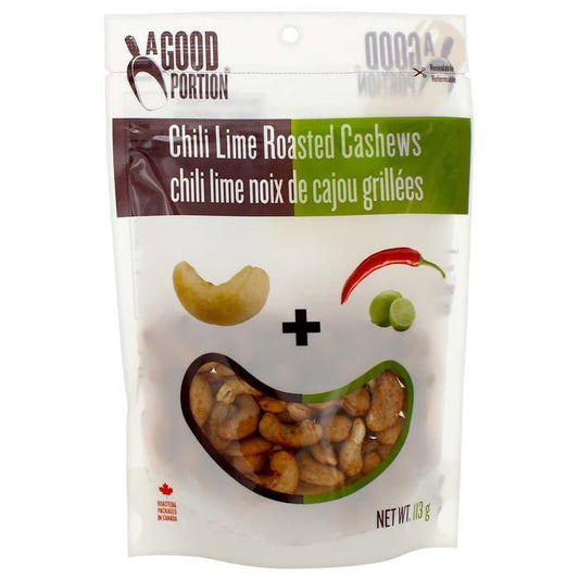 A GOOD PORTION, CHILLI LIME ROASTED CASHEWS, 8 x 113G